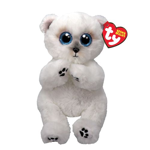 Ty Blanc Peluche Beanie Bellies Wuzzy L'ours 15 Cm