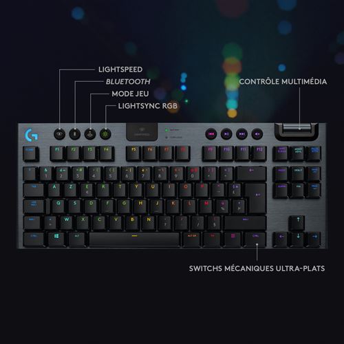 Logitech G G915 TKL Tenkeyless LIGHTSPEED Wireless RGB Mechanical Gaming  Keyboard clavier RF sans fil + Bluetooth AZERTY Français Charbon - Logitech  G