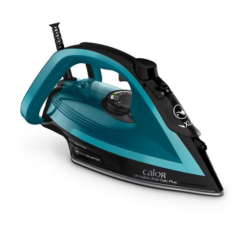 Calor Ultragliss Anti-Calc Plus FV6832C0 - Fer à vapeur - semelle : Durilium Airglide - 2800 Watt - noir glama/bleu boréal