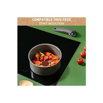 Tefal Ingenio Lot de 3 casseroles 16/18/20 cm + poignée amovible, Tous feux  dont induction, Revêtement antiadhésif, Fabriqué en France, Expertise