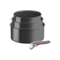 Set de 3 casseroles Tefal Ingenio Renew Poignée amovible L2609402 Gris Hippo Iron