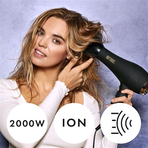 Sèche-cheveux Professionnel 2000W – Ionique, 3 Vitesses, 3 Embouts, Noir Puissant