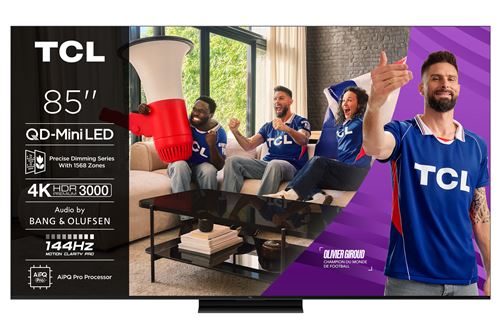 TV QD Mini LED Pro Tcl 85C79K 216 cm 4K UHD 2025 Aluminium brossé