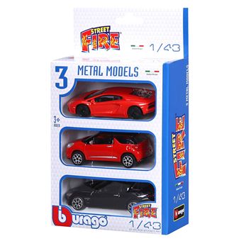 Set de 3 véhicules Bburago Street Fire 1:43 Modèle aléatoire