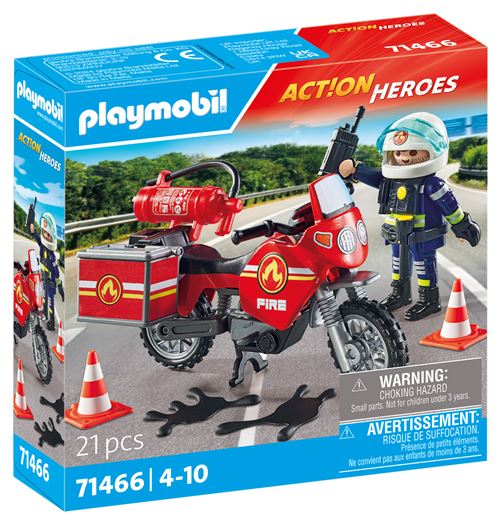 Playmobil Action Heroes 71466 Pompier Et Moto