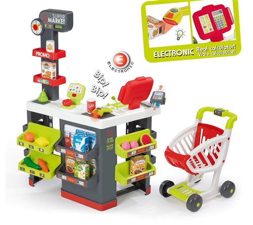 Supermarket Smoby + Chariot + 42 Accessoires