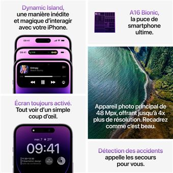 iPhone 14 Pro 6,1" 5G Double SIM 512 Go Noir sidéral