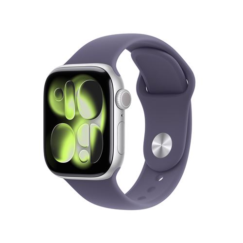 Apple Watch Series 11 GPS + Cellular 42mm Boitier en Aluminium Argent avec Bracelet Sport Brume Violette S/M