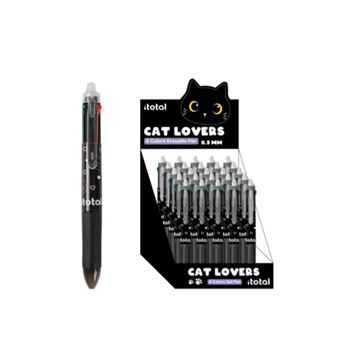 Stylos à bille effaçables Itotal 4 en 1 Chat Noir