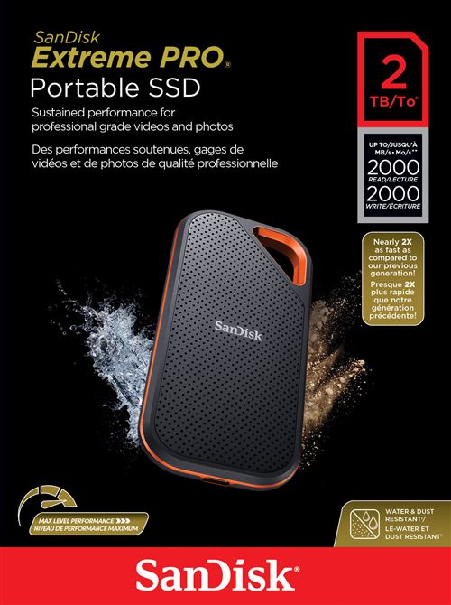 SanDisk Extreme Portable SSD 2To - Disque SSD Externe Jusqu'à