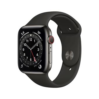 Apple Watch Series 6 GPS Cellular 44 mm Graphite Stainless Steel intelligente Uhr mit Sportband