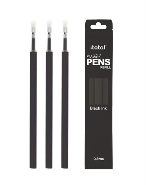Set 3 pièces recharges stylos effaçables Itotal 0,5 mm Noir