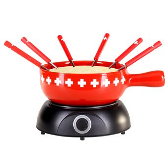 Set à fondue au fromage électrique Nouvel Swiss Flag 1300 W Rouge et Noir