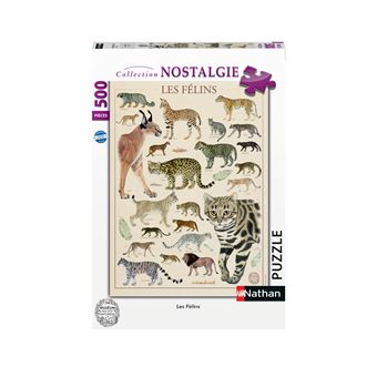 Puzzle 500 pièces Nathan Les félins Muséum national d'Histoire naturelle