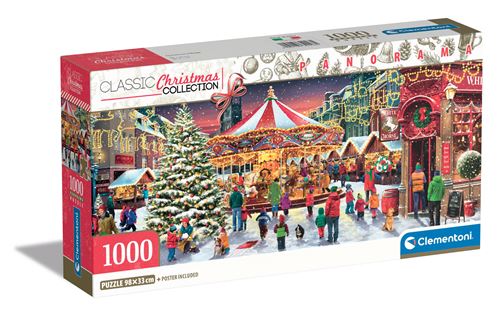 Puzzle 1000 pièces panoramique : Le Village de noël Clementoni Puzzles - vue 9