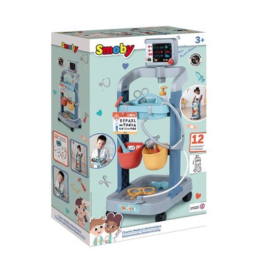 Smoby Trolley Médical Électronique avec Lumières et Sons, 25 Pièces, 3-6 Ans - vue 2