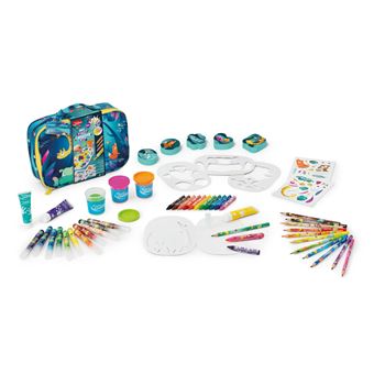 Multiprint Mallette Tampons Reine Des Neiges – 5 Tampons + 10 Crayons + Autocollants – Activité Créative Enfant – Jeu De Tampons Nomade