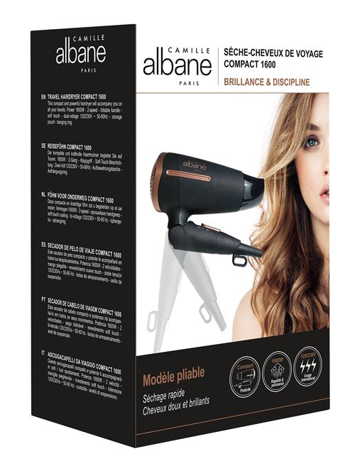 Sèche-cheveux de voyage Camille Albane Compact 1600 W Noir