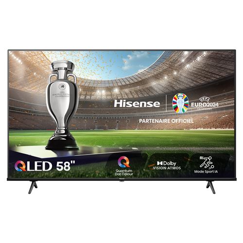 TV QLED Hisense 58E7NQ 146 cm 4K UHD 2024 Noir Métal