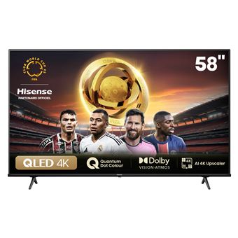 TV QLED Hisense 58E7NQ 146 cm 4K UHD 2024 Noir Métal