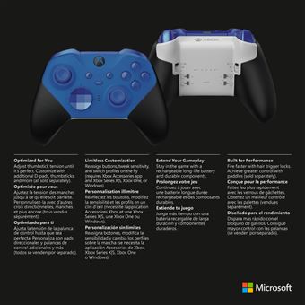 Microsoft Xbox Elite Wireless Controller Series 2 - Core - Manette de jeu - sans fil - Bluetooth - bleu - pour PC, Microsoft Xbox One, Android, iOS, Microsoft Xbox Series S, Microsoft Xbox Series X