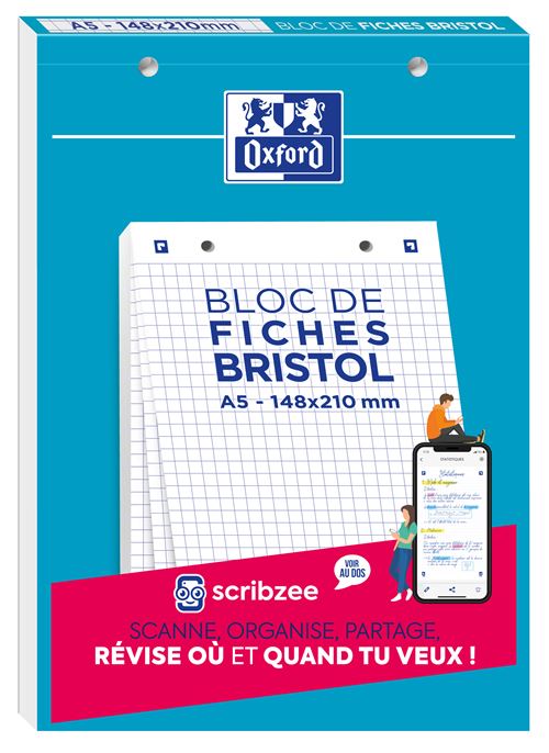 Bloc-Notes De 30 Fiches A5 Quadrillées Oxford Bristol 2.0