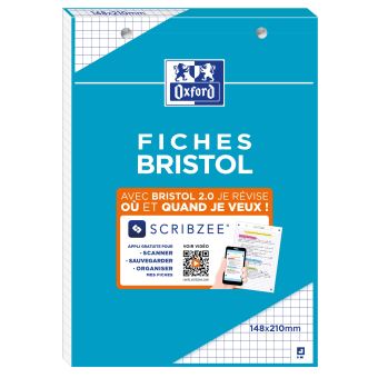 Bloc-notes de 30 fiches A5 quadrillées Oxford Bristol 2.0 - Bloc