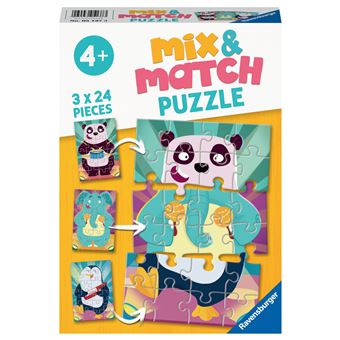 Puzzle enfant 3x24 pièces Ravensburger Mix et Match Les animaux rigolos