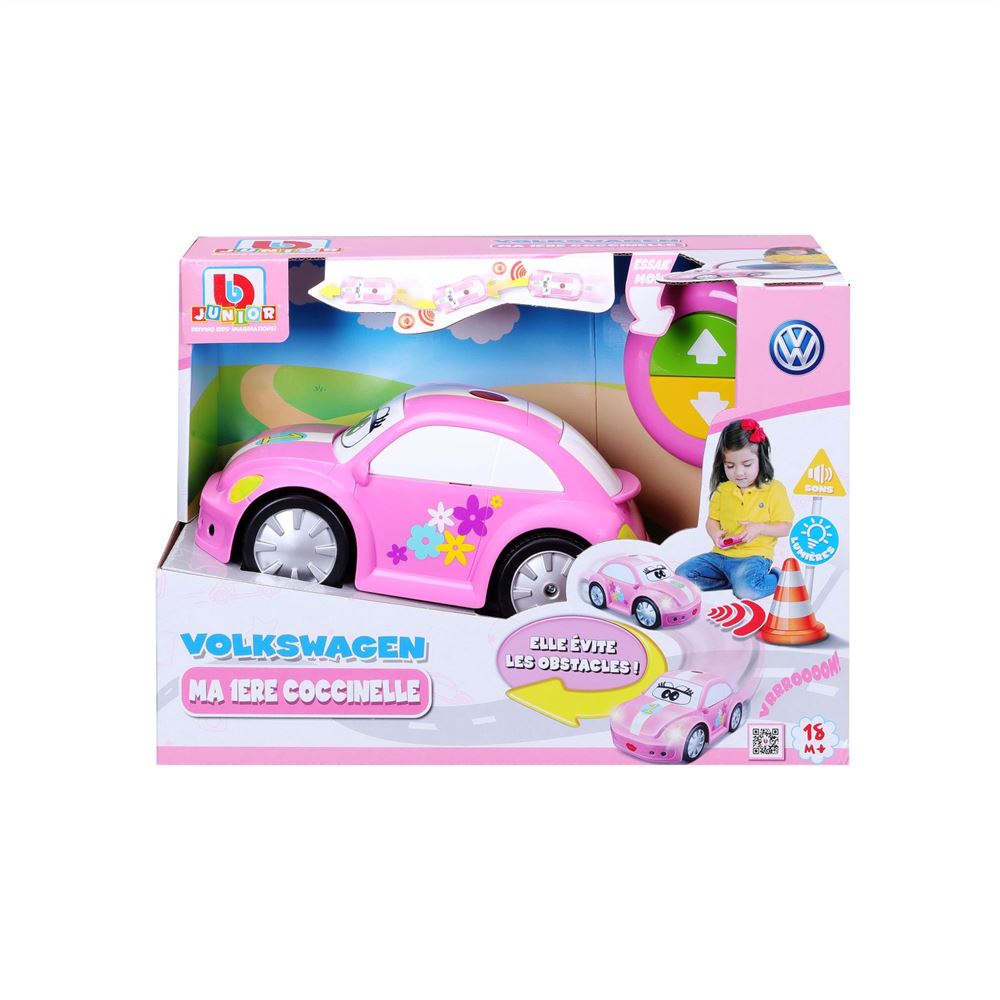 Volkswagen azole-Voiture télécommandée pour enfants, modèle de voiture rose  RC, radio, machine automatique solitaire, jouet