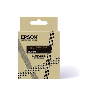 Epson LabelWorks LK-5KBM - Noir sur or métallisé - Rouleau (1,8 cm x 9 m) 1 cassette(s) boîte de suspension - cartouche de bande - pour LabelWorks LW-C410, LW-C610