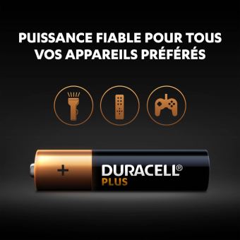 Pack de 4 piles Duracell AAA Plus LR03