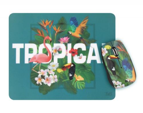 Ensemble Souris Sans Fil Et Tapis De Souris T'nb Exclusiv’ Series Design Tropical