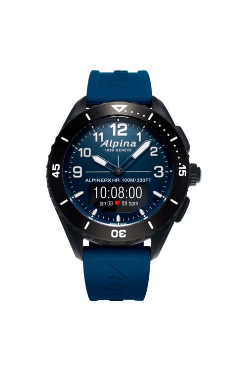 Montre connectée Alpina Alpinerx Alive 45 mm Caoutchouc Bleu