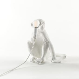 Lampe à poser Seletti en résine Singe assis Blanc