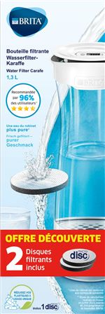 Bouteille filtrante Brita Blanc graphite avec 2 filtre MicroDisc inclus