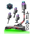 ULTENIC Aspirateur Balai sans Fil UF18 Pro, 600W, 150AW, 70Kpa, Autonomie 80 min, Écran LED, Tube flexible, GreenEye, Gris et Rouge