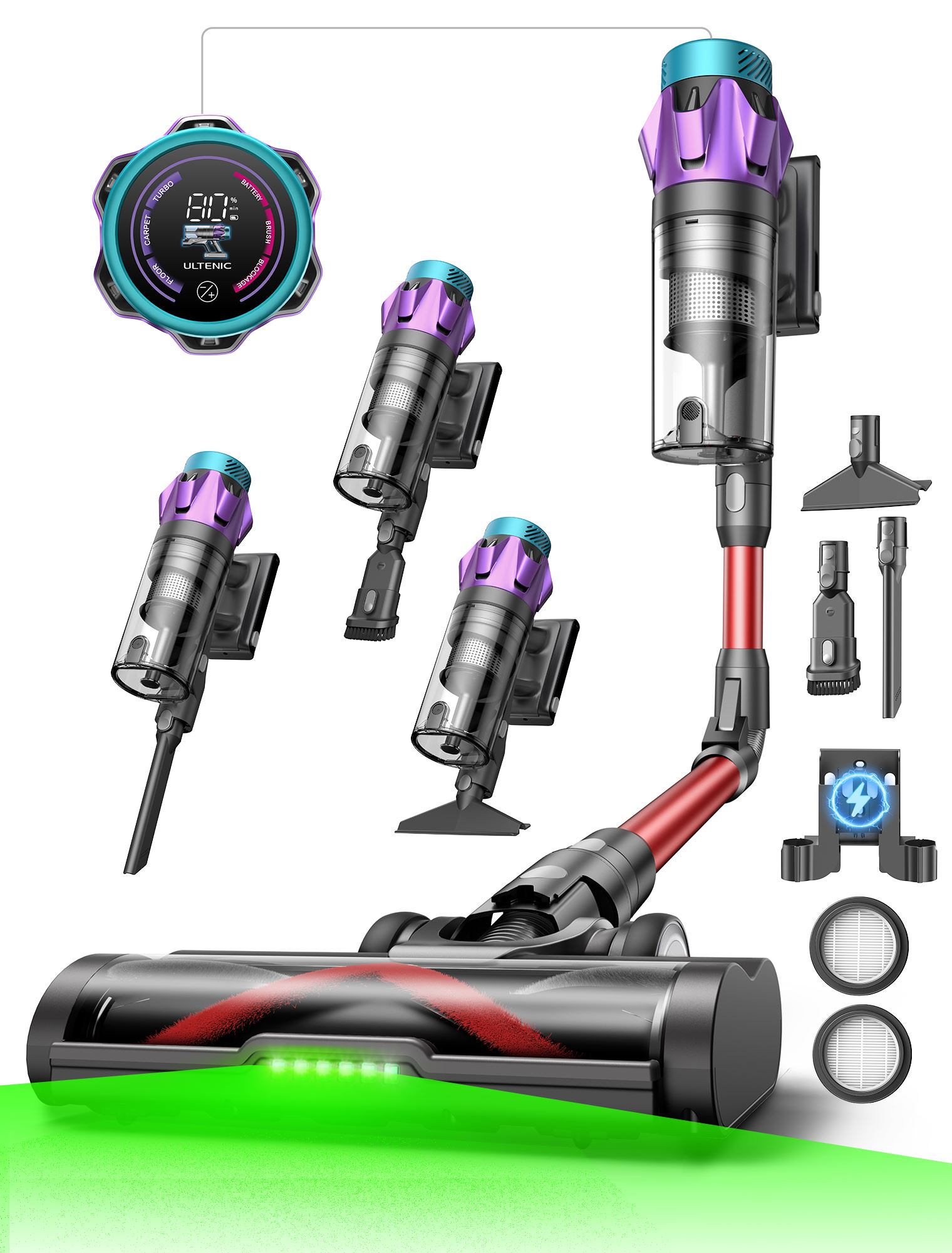 Blossom V22 Aspirateur Balai Sans Fil : 45KPA Puissance Max, Autonomie Blossom V22 Aspirateur Balai Sans Fil : 45KPA Puissance Max, Autonomie