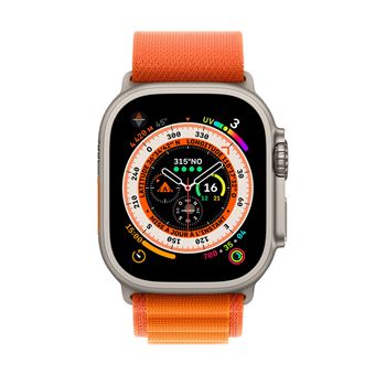 Apple Watch Ultra + Cellular, boîtier Titane 49mm avec Boucle Alpine Orange Taille L