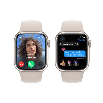 Apple Watch Series 9 GPS + Cellular 41 mm avec boîtier en aluminium Stellaire et bracelet sport Stellaire M/L