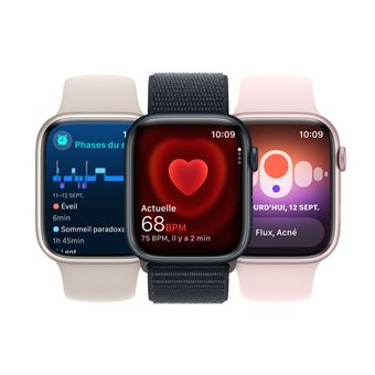 Apple Watch Series 9 GPS + Cellular 41 mm avec boîtier en aluminium Stellaire et bracelet sport Stellaire M/L