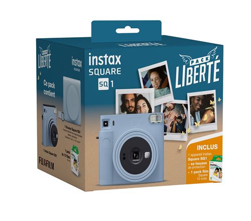 Pack Liberté Appareil Photo Instantané Fujifilm Instax Square SQ1 Bleu + Housse de protection + 1 pack film Square 10 vues