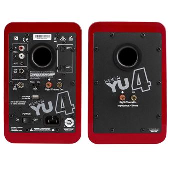 Enceintes connectées Hi-Fi Kanto YU4 Rouge Brillant Vendues à la paire
