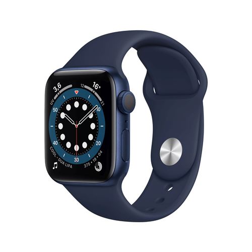 Apple Watch Series 6 GPS, 40mm boitier aluminium bleu avec bracelet sport bleu marine
