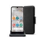 Pack smartphone Doro 8100 PLUS graphite pour seniors avec socle de charge et etui de protection