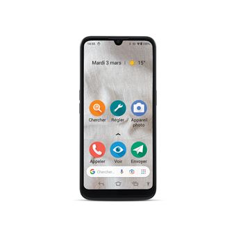 Pack smartphone Doro 8100 PLUS graphite pour seniors avec socle de charge et etui de protection