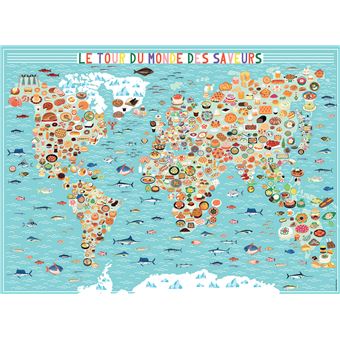 Puzzle 500 pièces Nathan Le tour du monde des saveurs par Julie Mercier