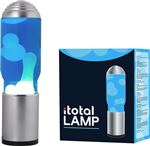 Lampe à poser Itotal Lave avec base silver Liquide Bleu et Cire Blanc 40 W