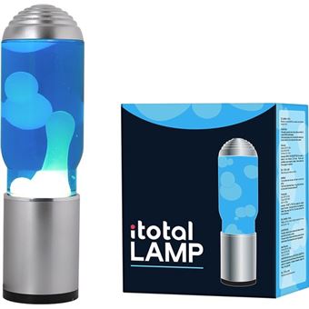 Lampe à poser Itotal Lave avec base silver Liquide Bleu et Cire Blanc 40 W