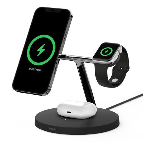 3 en 1 Station de Charge Sans Fil Qumox Support Qi Chargeur Induction pour  Apple Watch Air Pods iPhone Noire - Chargeur pour téléphone mobile - Achat  & prix