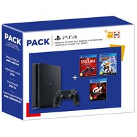 Pack Fnac Console Sony PS4 500 Go Noir + Marvel's Spider-Man + Ratchet et Clank + GT Sport